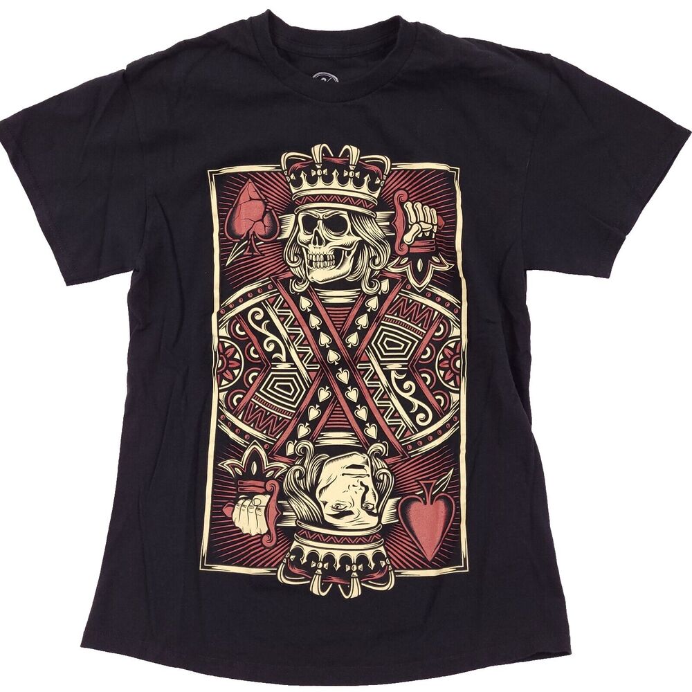Gothic Black Short Sleeve Crew Neck T Shirt Jack Of Hearts Size M